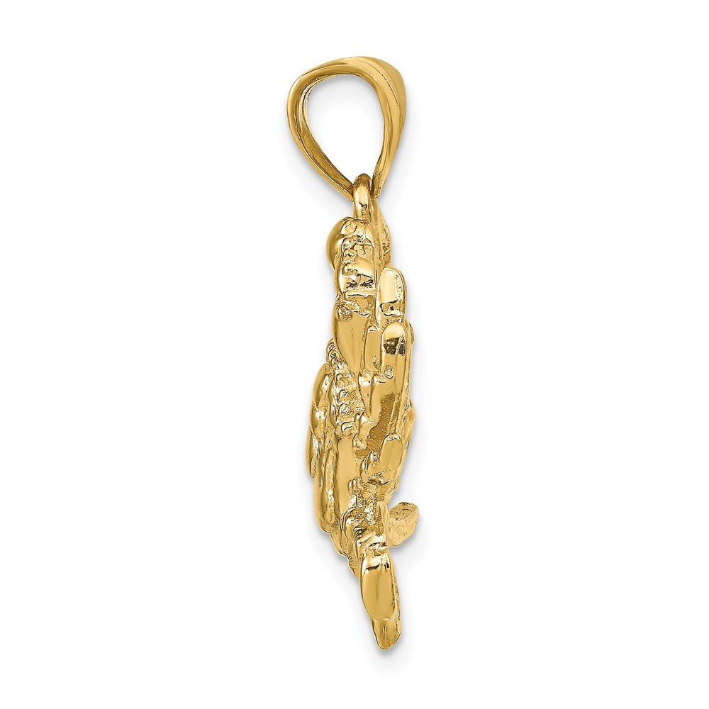 14K Blue Crab Pendant