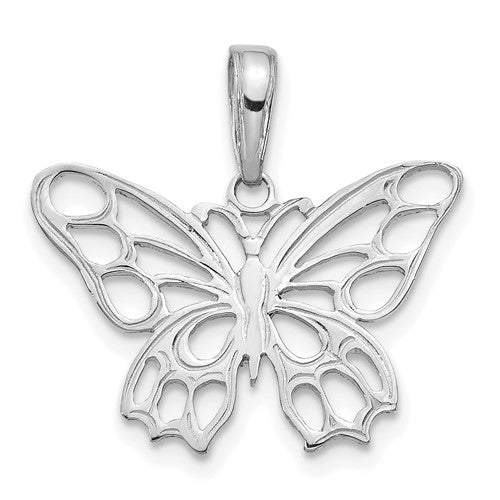 14k White Gold Polished Butterfly Cut-out Pendant
