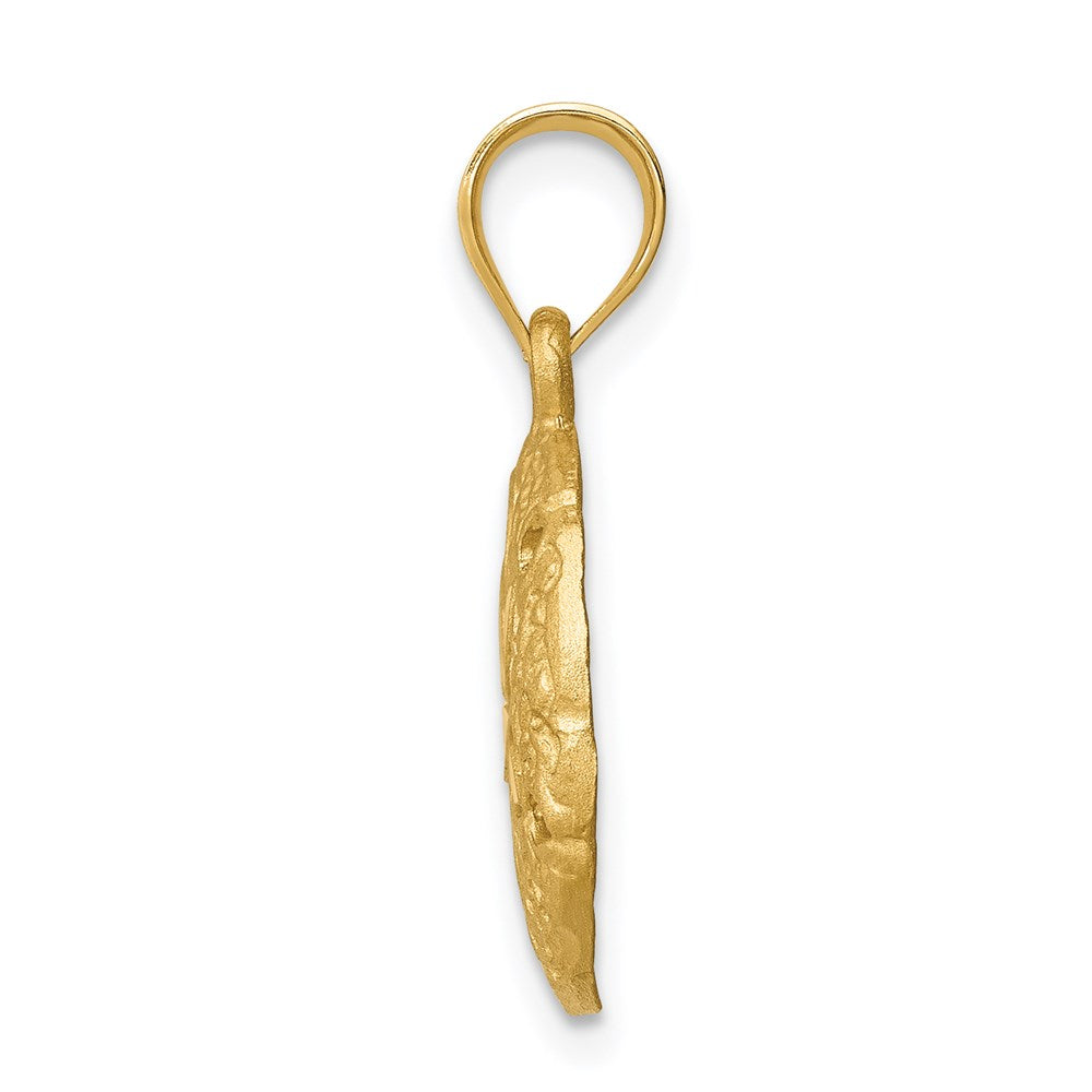 14K Brushed Diamond-Cut Sand Dollar Pendant