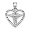 14K White Polished Medical Heart Pendant