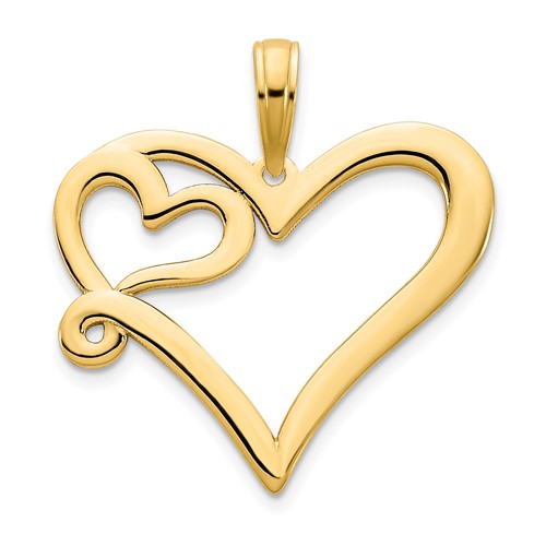 14ky Heart in a Heart Pendant