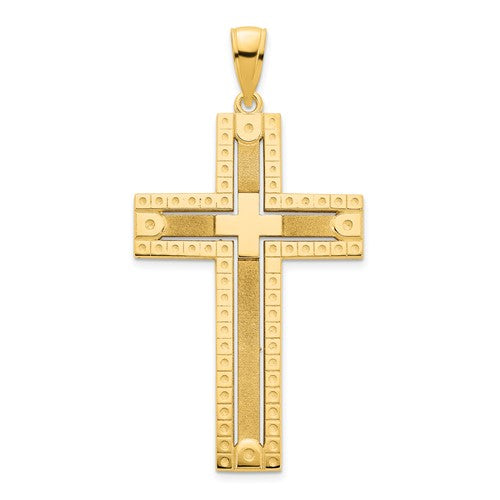 14k Fancy Sandblasted Cross Pendant