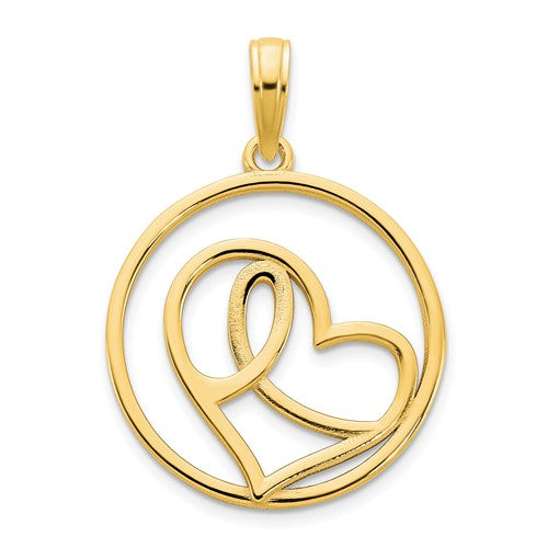 14ky Heart Circle Pendant