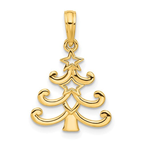 14k Polished Christmas Tree Pendant
