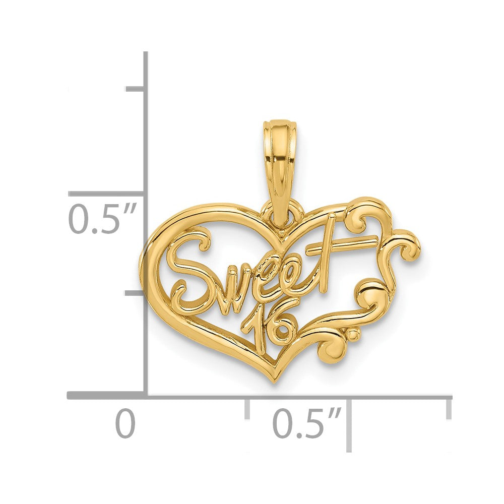 14k Fancy Sweet 16 Charm