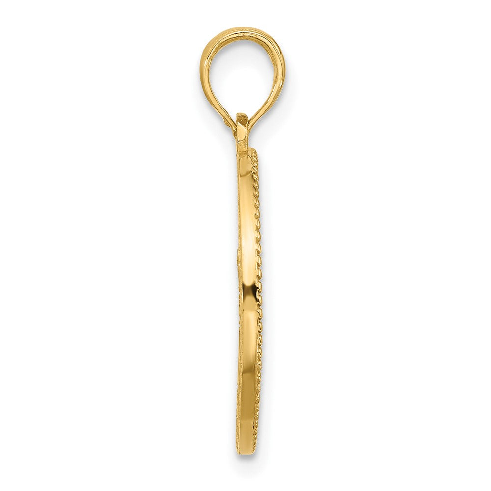 14K Polished  Circle with Tree Charm