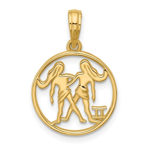 14K Polished Round Gemini Pendant