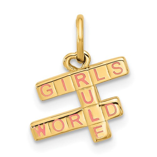 14k Fancy "GIRLS RULE WORLD