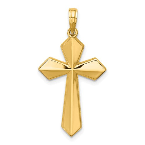14K Polished Pointed Christian Cross Pendant