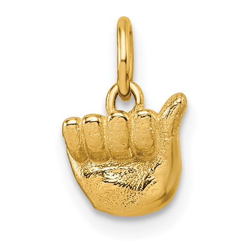 14K American Sign Language Alphabet Fingerspelling Sign A Pendant
