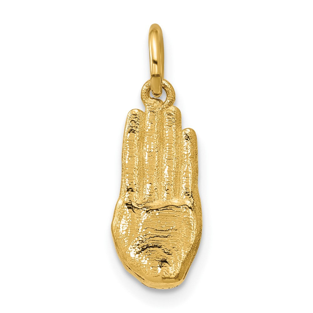 14K American Sign Language Alphabet Fingerspelling Sign B Pendant