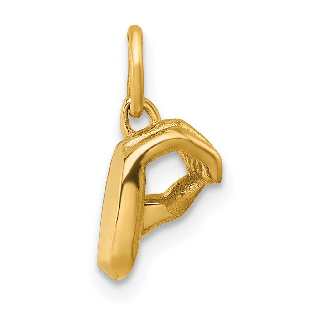 14K American Sign Language Alphabet Fingerspelling Sign O Pendant