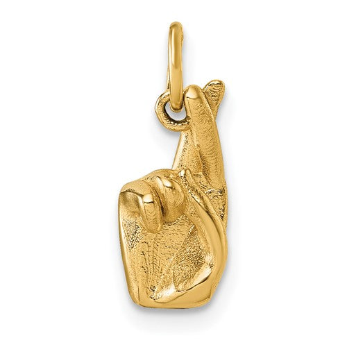 14K American Sign Language Alphabet Fingerspelling Sign R Pendant