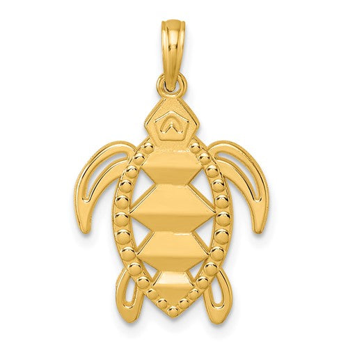 14K Polished Turtle Pendant