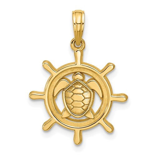 14K Polished Turtle Helm Pendant