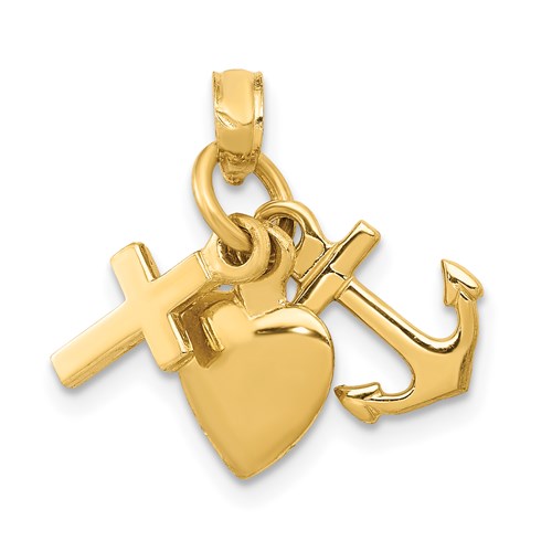 14K 3D Faith, Hope And Charity Charm