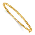 14K Polished and Textured Twisted Hinged Bangle