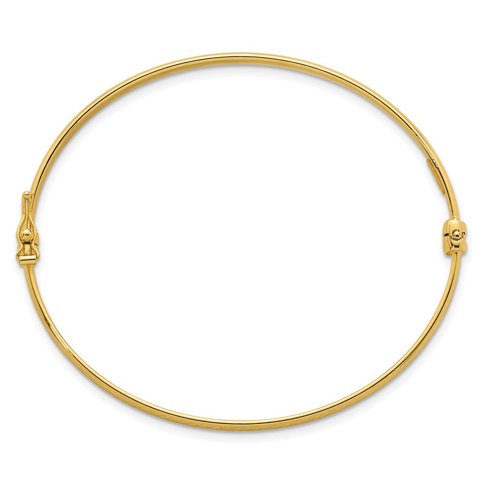14k Polished and Diamond-cut Hinged Bangle