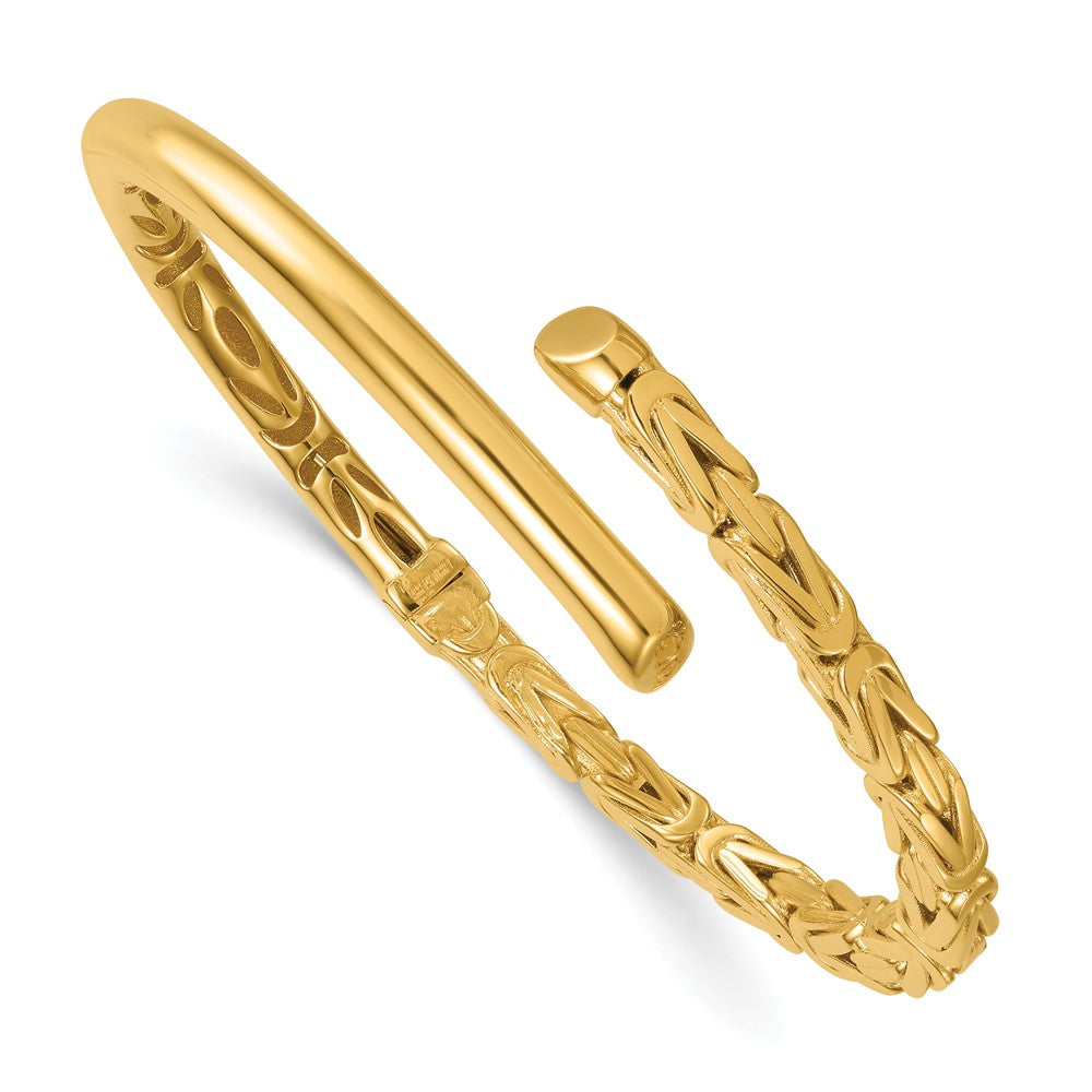 14k Polished Fancy Byzantine Hinged Cuff Bangle Bracelet