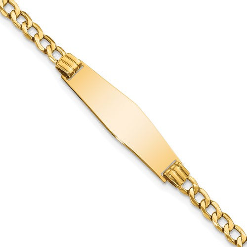 14k Semi-solid Soft Diamond Shape Cuban Link ID Bracelet