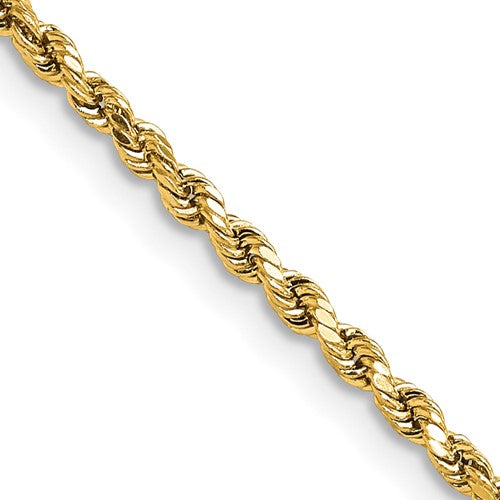 14k 2.25mm Semi-solid D/C Rope Chain