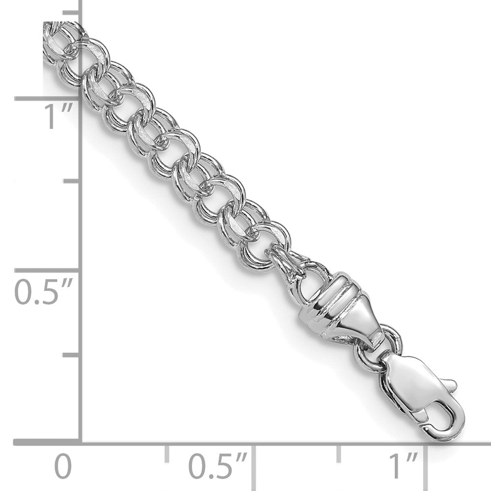 14k White Gold 7in 3.75mm Solid Double Link Charm Bracelet