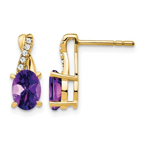 10k Amethyst and Diamond Earrings