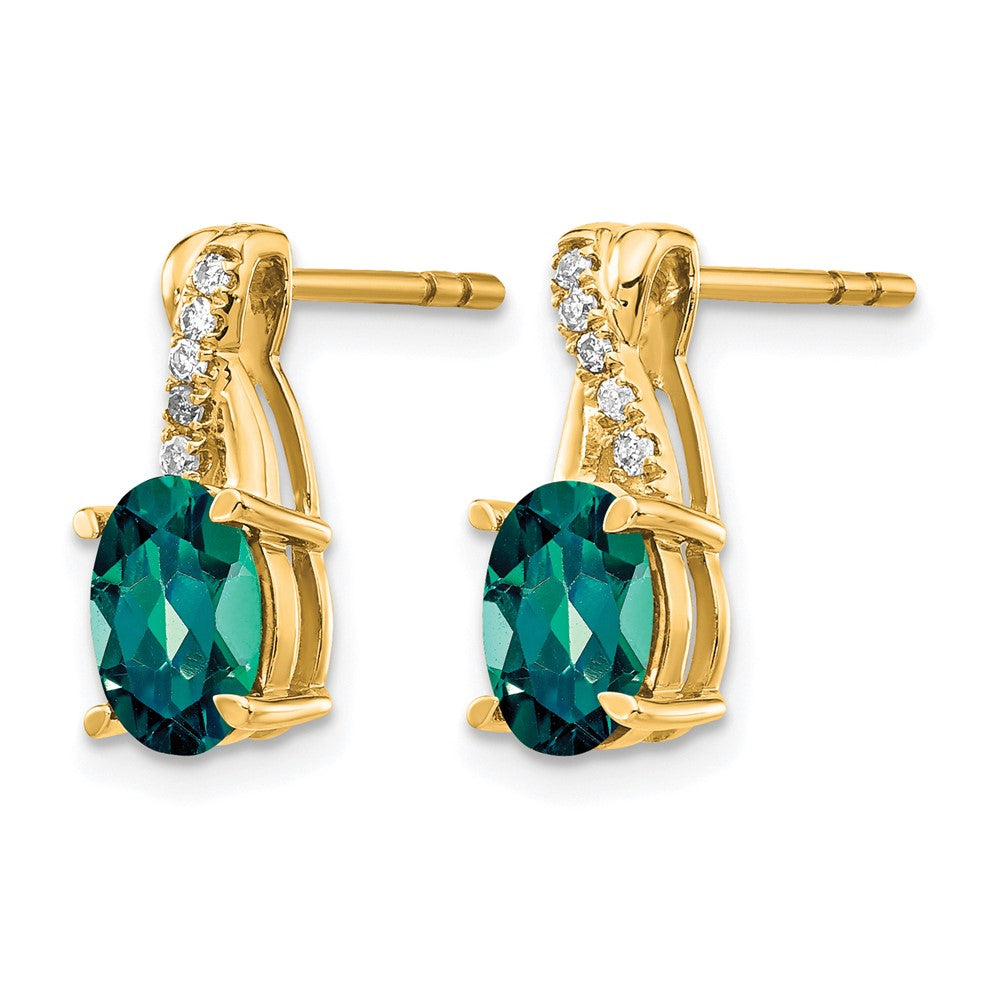 10k Created Alexandrite and Diamond Earrings