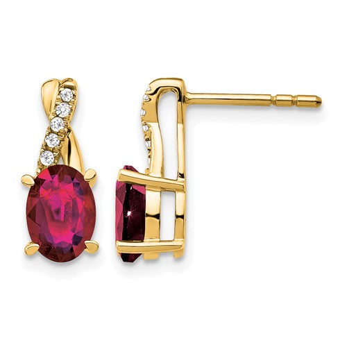 10k Created Ruby and Diamond Earrings