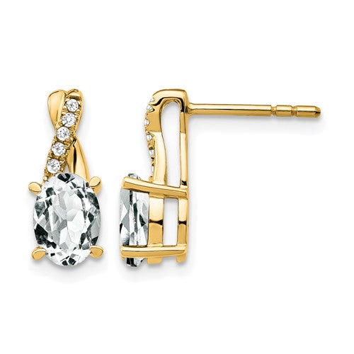 10k White Topaz and Diamond Earrings