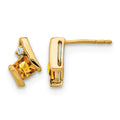 10k Yellow Gold Cushion Citrine and Diamond Earrings
