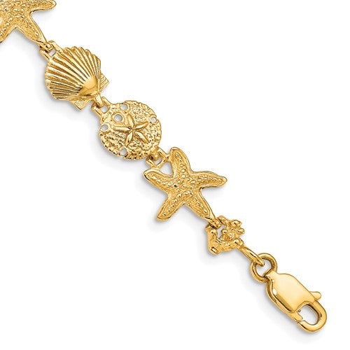 14k Seashell Theme Bracelet