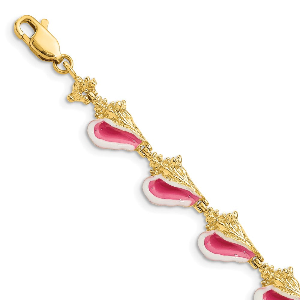 14K Enamel 3-D Conch Shell Bracelet