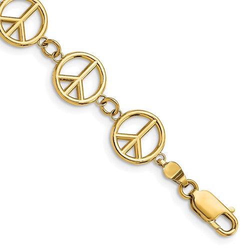 14k Polished Peace Sign Bracelet
