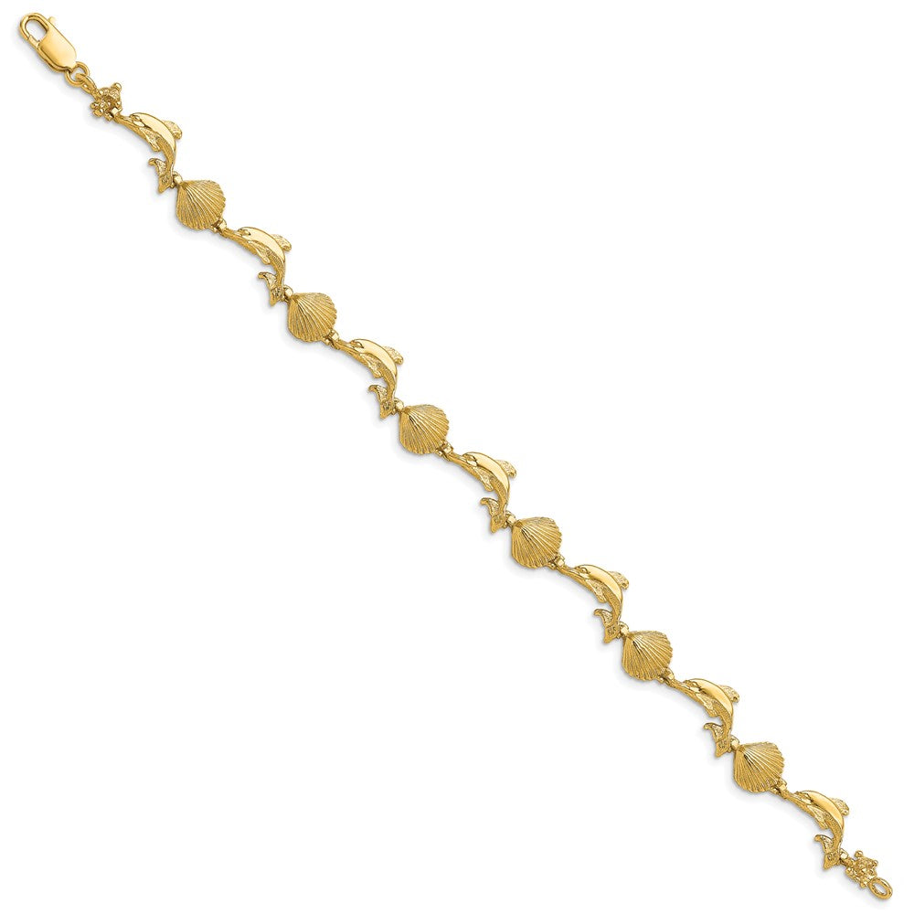 14K Dolphin and Shell Bracelet