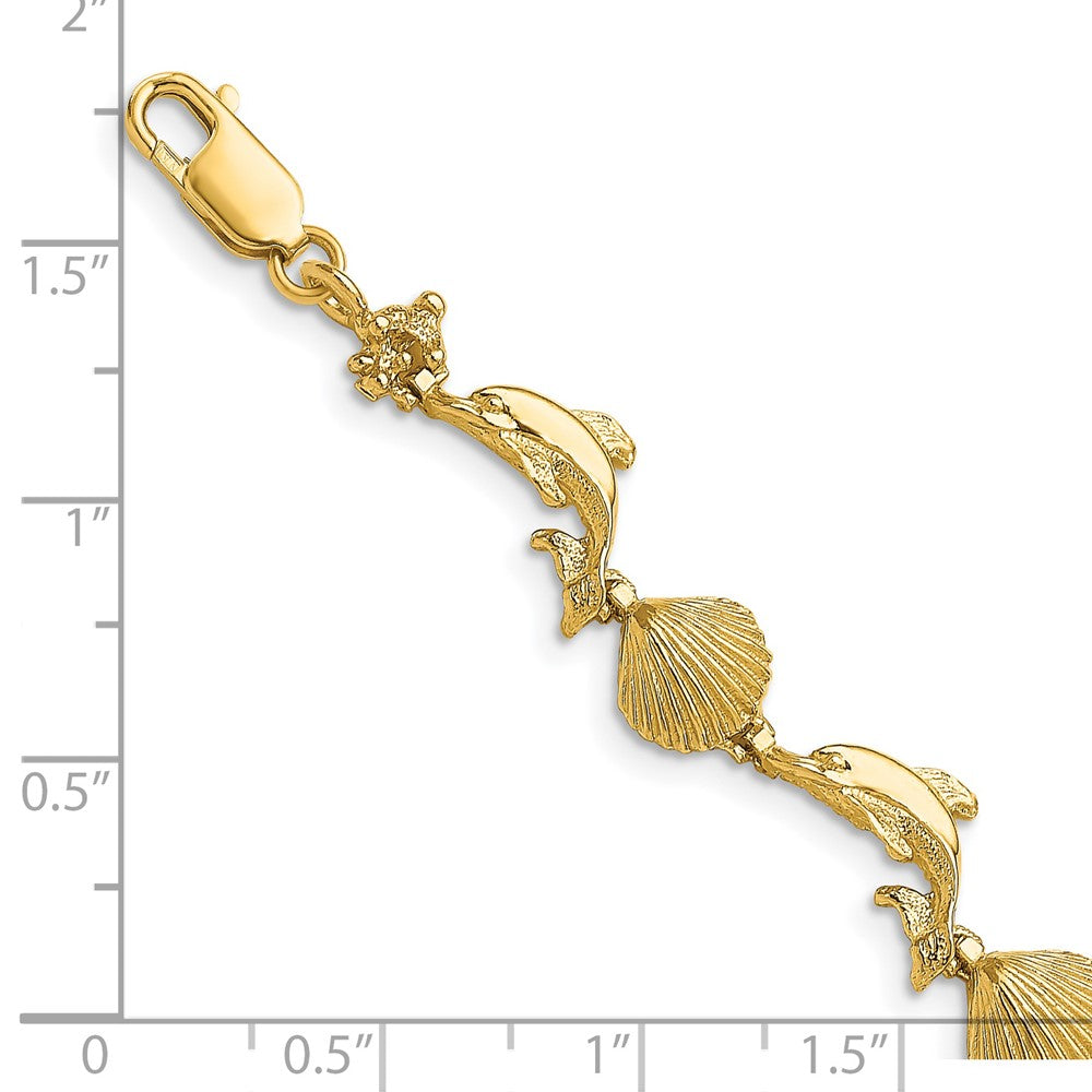 14K Dolphin and Shell Bracelet