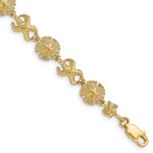 14K Starfish /Sand Dollar Bracelet