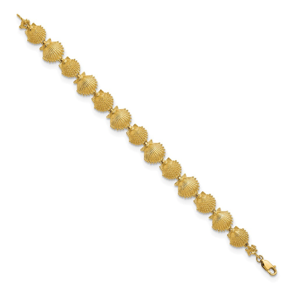 14k Textured Shells 7.25in Bracelet