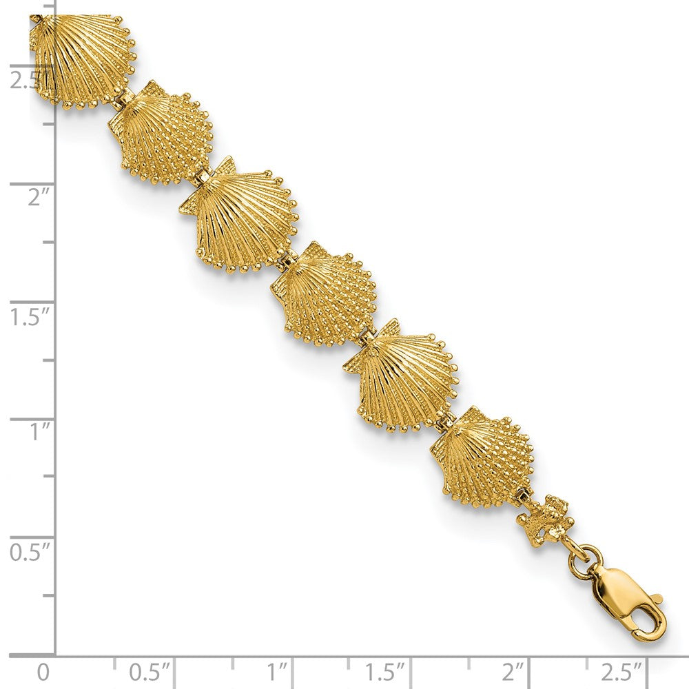 14k Textured Shells 7.25in Bracelet