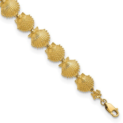 14k Textured Shells 7.25in Bracelet
