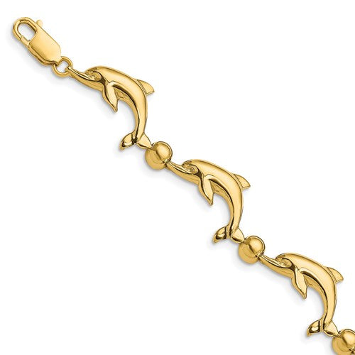 14k Polished Dolphin Bracelet