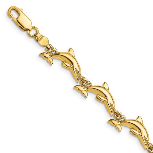 14k Polished Dolphin Bracelet