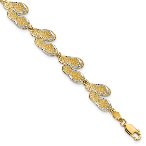 14k with Rhodium Flip Flops Bracelet