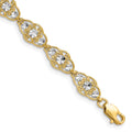 14k and White Rhodium Diamond-Cut Fancy Bracelet
