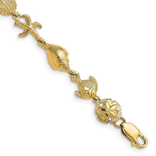 14k Nautical Combination w/ Dolphins Link Bracelet