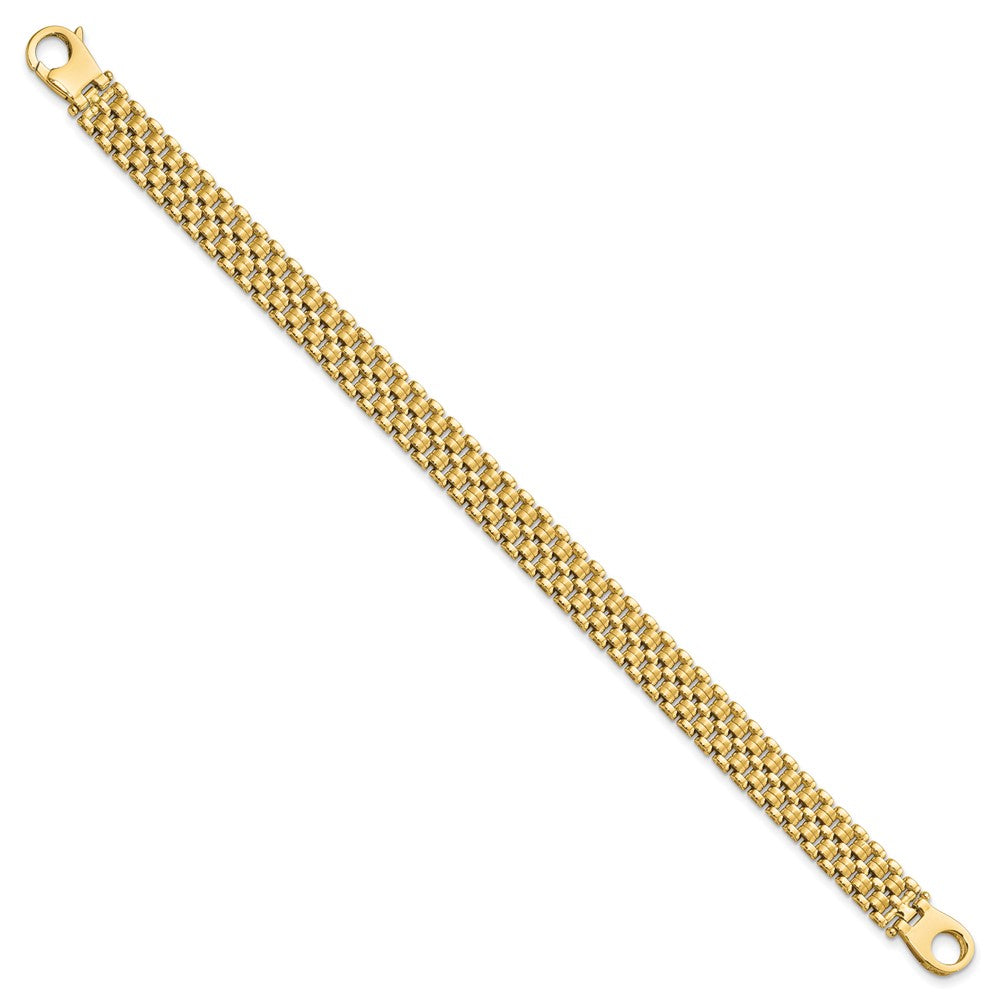 14K Brushed and Polished Basket Weave Pattern 7.5in Bracelet
