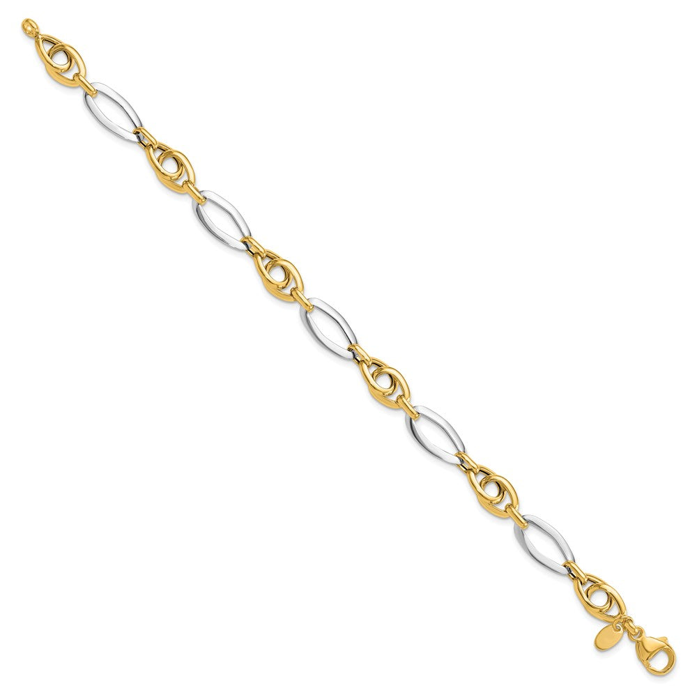 14k Two-Tone Polished Fancy Link Bracelet