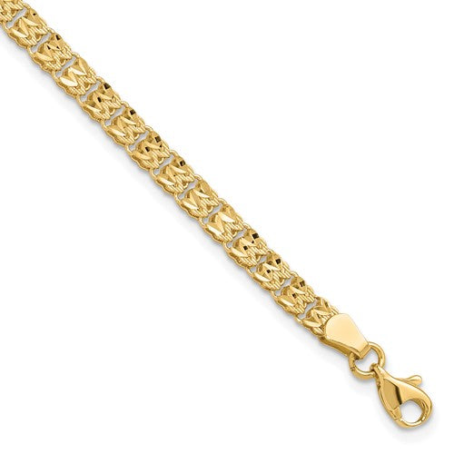 14K Polished and Diamond-cut Fancy Link Bracelet