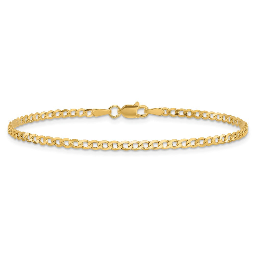 14k 2.2mm Flat Beveled Curb Chain Anklet
