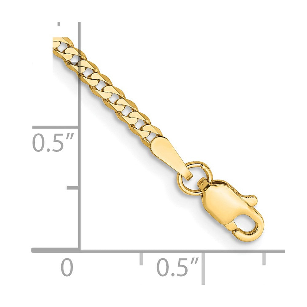 14k 2.2mm Flat Beveled Curb Chain Anklet